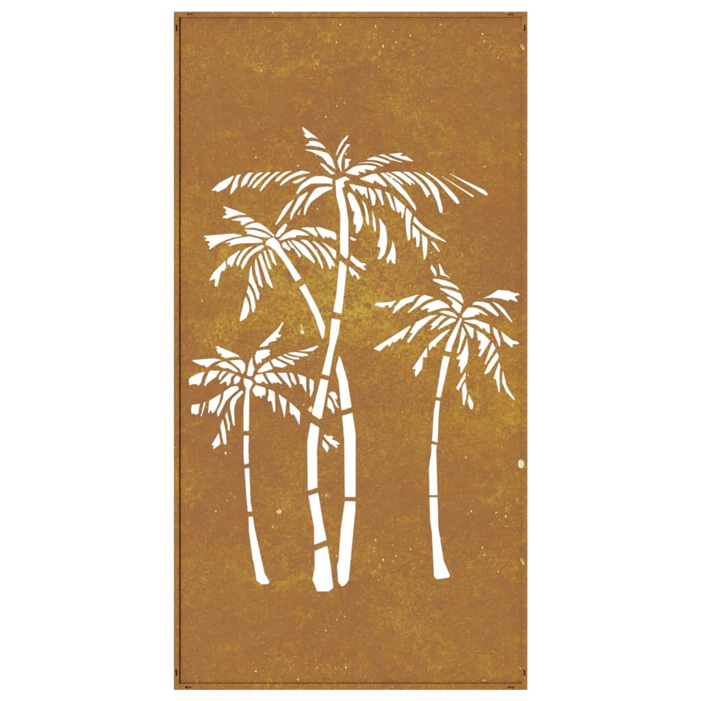 Garden Wall Decoration 105X55 Cm Corten Steel Palm Tree Design